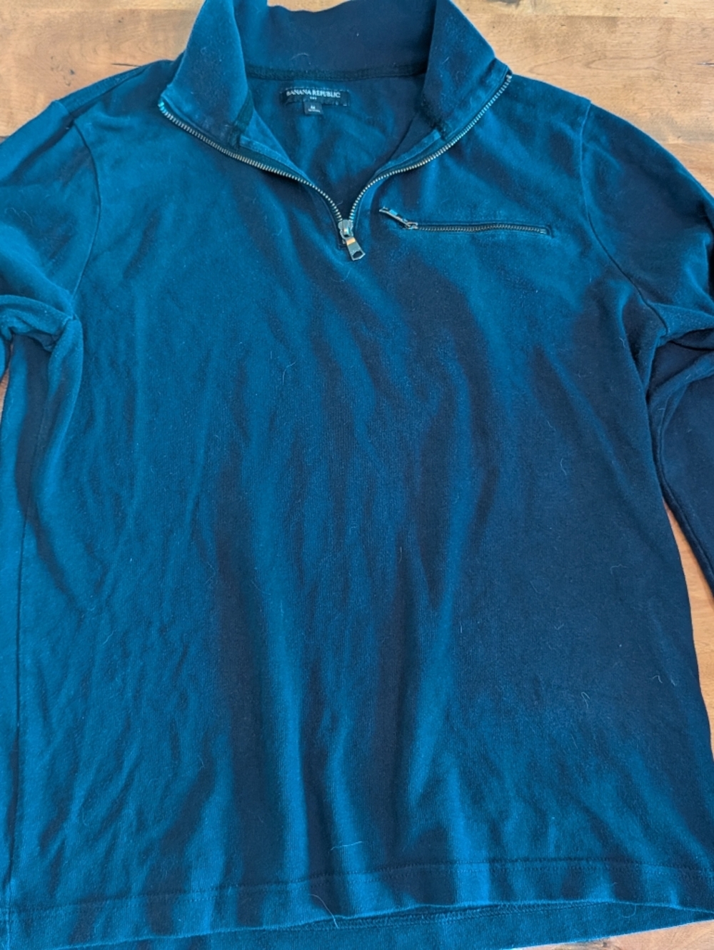 Banana Republic Deep Navy Half-Zip Pullover with Zip Chest Pocket